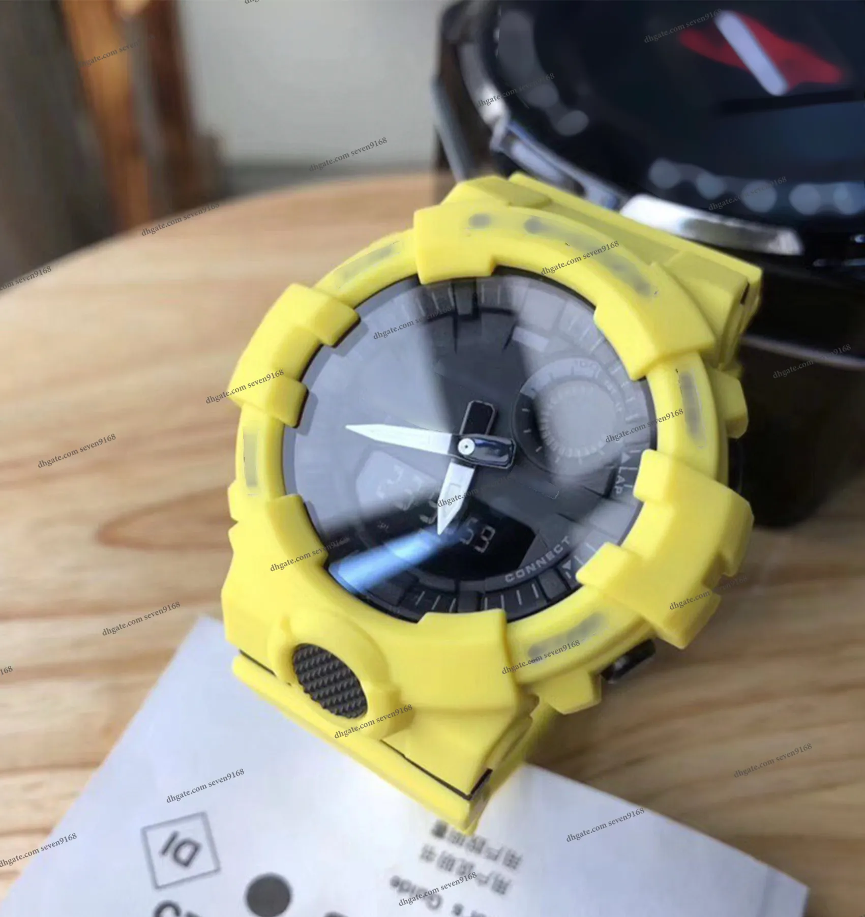 Erkekler Kadın Holwatch Designer Elektronik Saat Su geçirmez Otomatik Takvim 48mm GAB 800 Sarı Sarı Anti-Magnetik Kauçuk İzleme Bandı Elektronik Saat Bandı