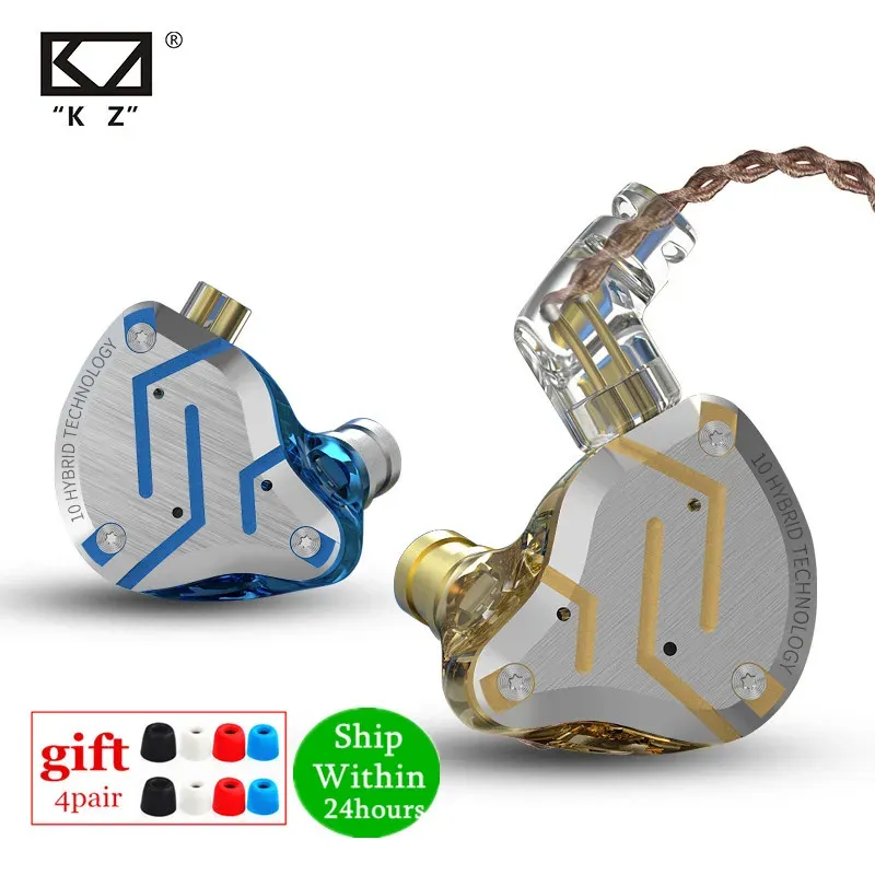 Hoofdtelefoon KZ ZS10 PRO 1DD 4BA HIFI Metal Headset Hybrid in Ear Sport Noise Annulering Earbuds ZSNPRO AS12 T3 Plus ES4 EDX PRO EDA