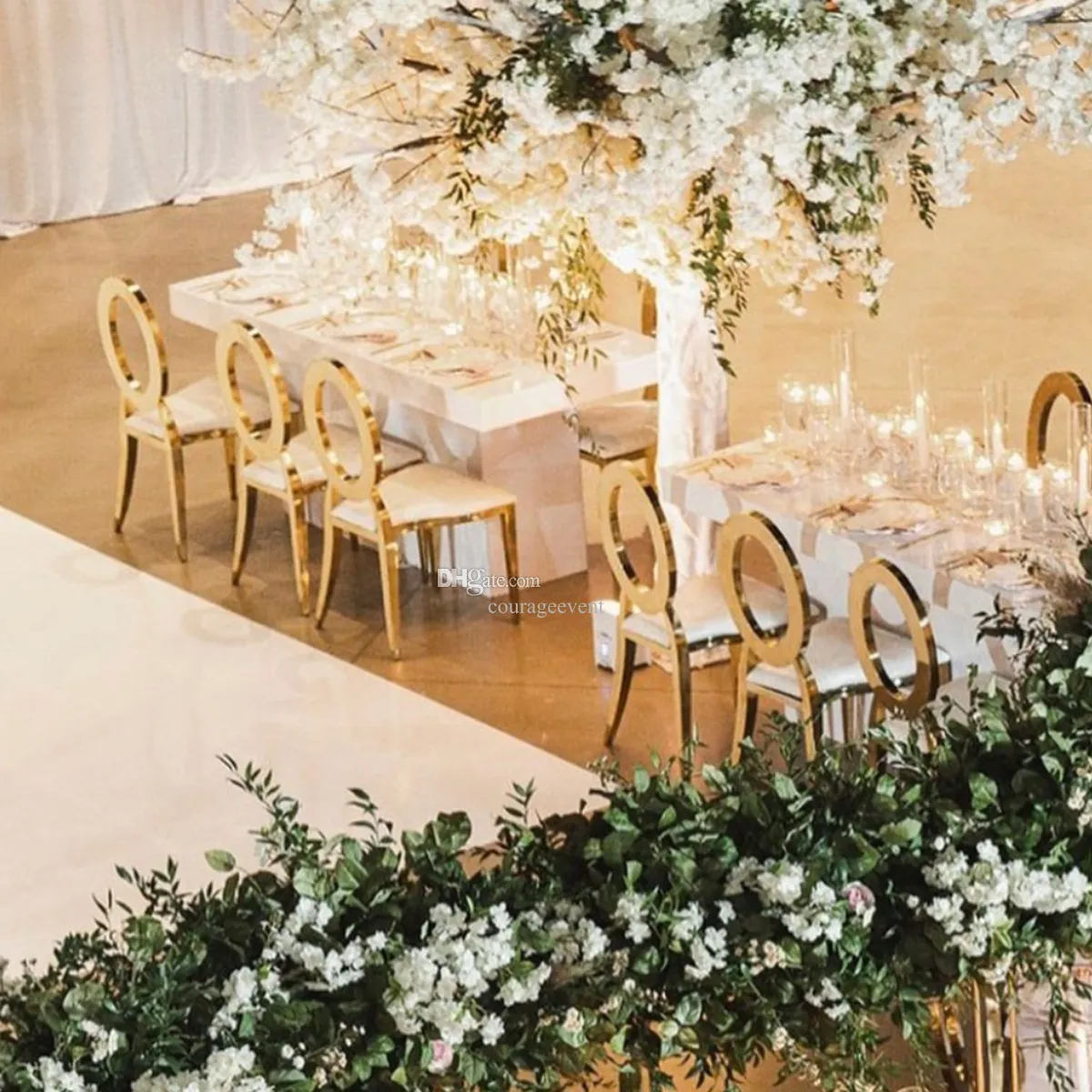 Golden Stainless Steel ring doorbells Wedding Chair Perfect for Outdoor Parties and Weddings