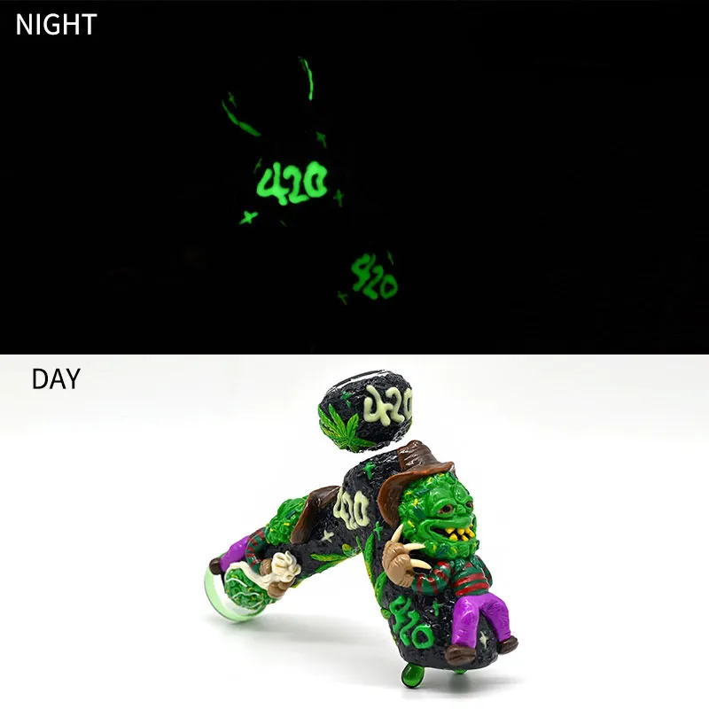 20cm/7.9in,Glass Hammer Pipe With Glow In Dark,Glass Water Pipe,Monster Bong,Glass Hookah,Polymer Clay Cartoon Pattern Glass Smoking Item,Smoking Accessaries