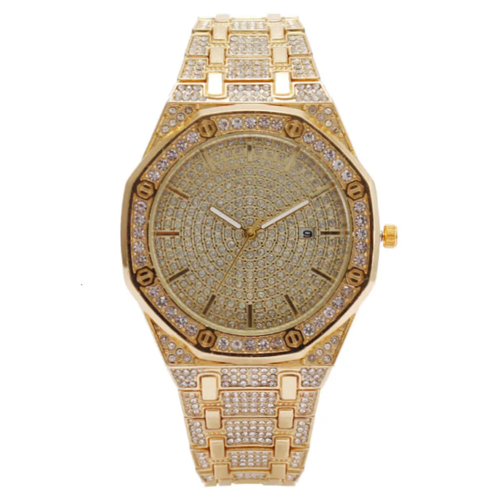 Montre pour femme avec calendrier octogonal en diamant et mode complète