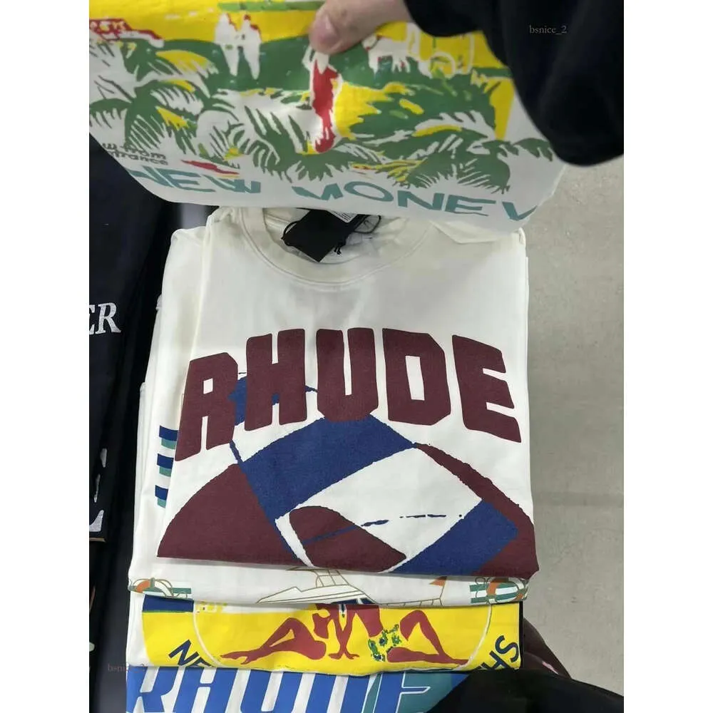 RH Designers Heren Rhude Borduur T-shirts voor de zomer Heren Tops Letter Polo's Shirt Dames T-shirts Kleding Korte mouwen Grote Grote maten 100% katoen T-shirts Maat S-XL 949