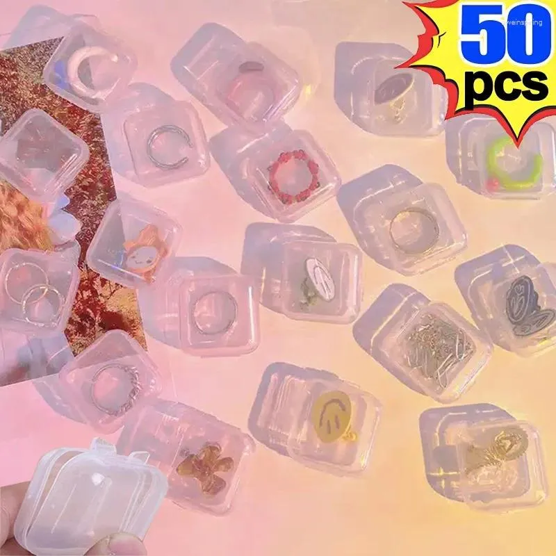 Pochettes à bijoux carrées, Mini boîte de rangement en plastique, conteneur, étui Transparent, emballage organisateur pour perles, boucles d'oreilles