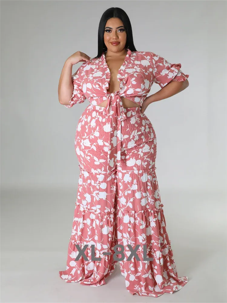 Sets Plus Size Zweiteilige Sets Damen Kleidung Hemden Tops und Hosen Weites Bein Neu im passenden Set Großhandel d 3xl 4xl 5xl 6xl