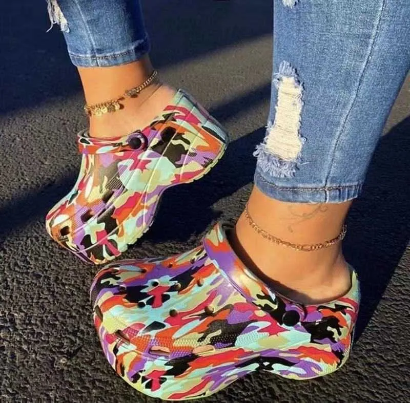 HBP Non-Brand piattaforma di moda di alta qualità tie dye EVA zoccolo signora donna ragazza giardino scarpa sandalo da spiaggia pantofola produttore Cina zoccolo