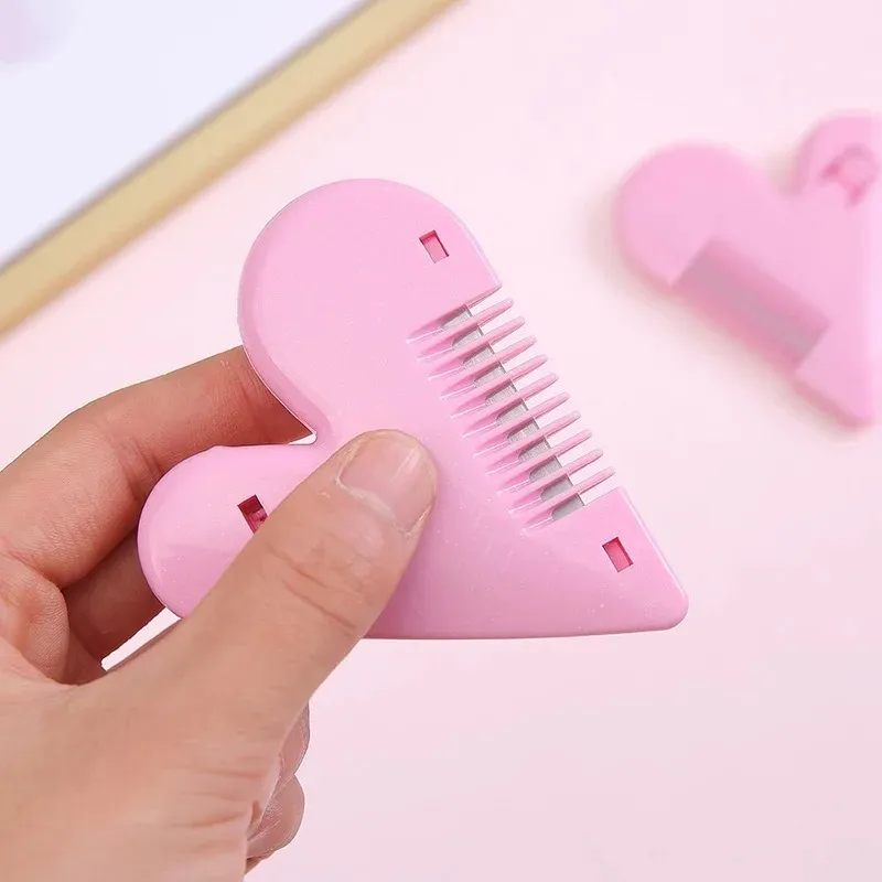 2024 Portable Double-sided Hair Comb Trimmer for Bangs Self-service Cute Peach Heart Design For Easy Styling - for Trimming Artifact Trimmer