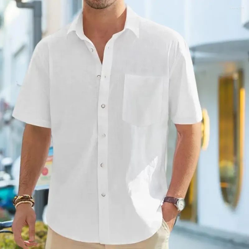 Męskie koszule męskie Mężczyzn Button-Down koszulka na plażę Wakacje Stylowe kołnierze klapowe Letni oddychanie Top Business For Office