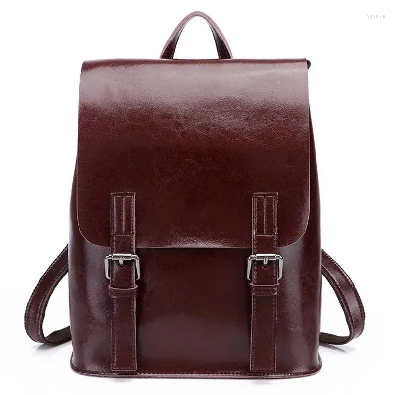 Mochila de couro genuíno cera de óleo homens e mulheres através da bolsa de ombro simples moda luz luxo grande capacidade mochilas de viagem