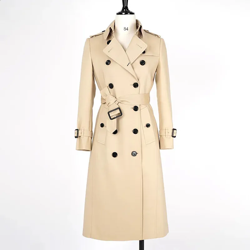 Spring British Womens Wear Khaki Long Fit Slim und High-End-Trenchcoat für Frauen 240315