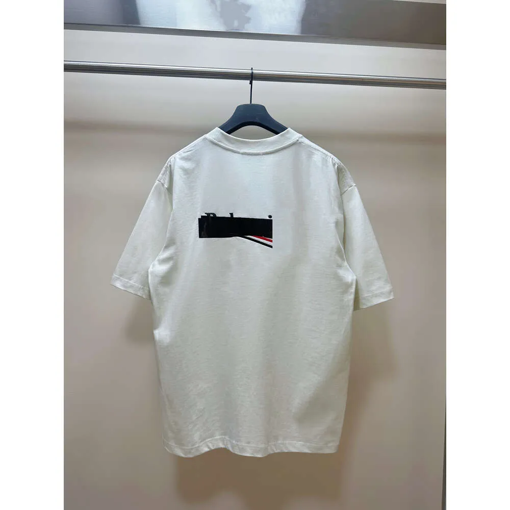 LED Balenciagia Track Vêtements de marque Triple S Balanciaga Tshirt ExtremeHigh Version Paris 23 Springsummer New Cola Black Glue Sea Wave Label Pressure Glue Embroi