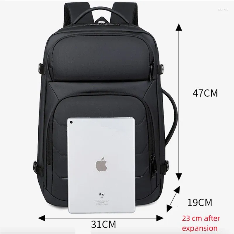 Mochila Expansível Homens 17 Polegada Laptop Mochilas À Prova D 'Água Notebook Bag USB 2024 Business Sports Travel School Pack para Masculino