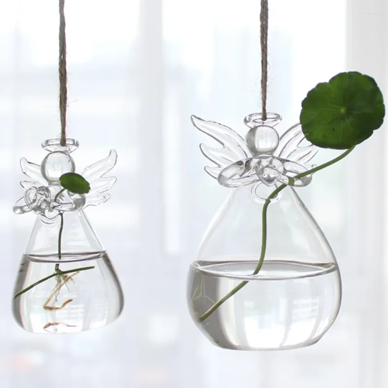 Vases 2024 Vase d'ange hydroponique créatif suspendu verre transparent conteneur de fleurs arrangement navire pour la décoration de la maison