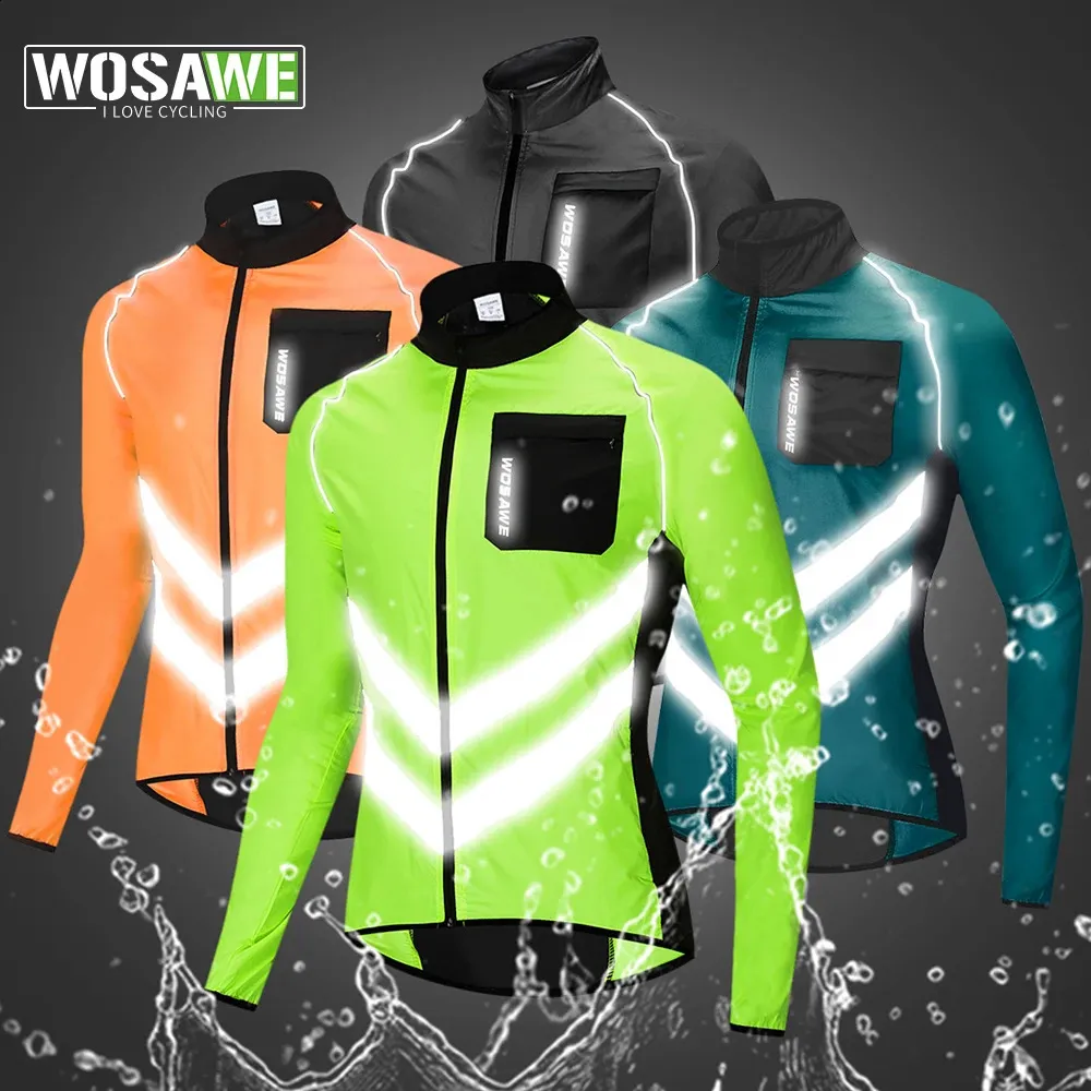 Wosawe reflexivo ciclismo blusão masculino mtb bicicleta jaqueta moto casaco à prova de vento acampamento pesca ciclismo roupas multi-uso jérsei 240312