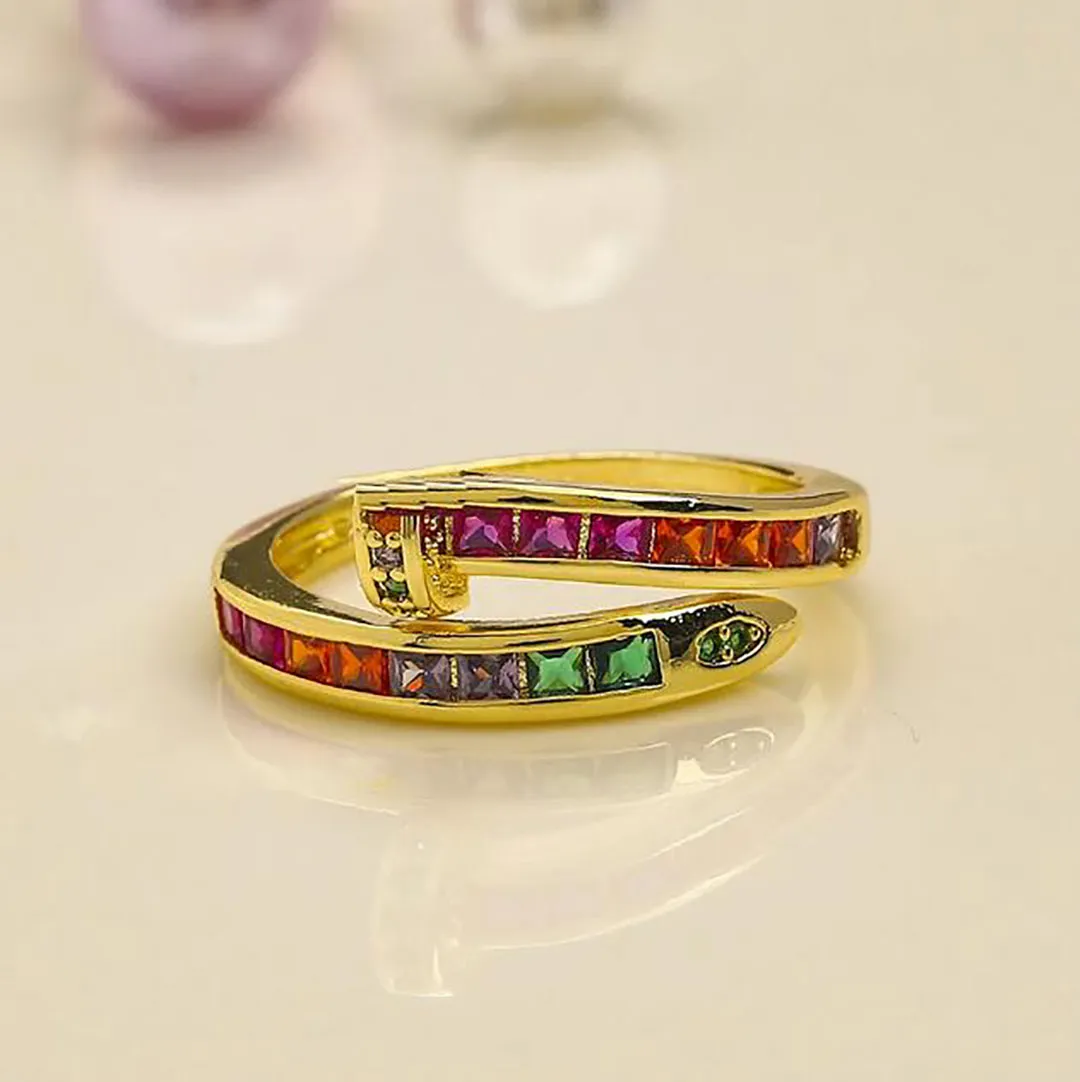Bröllopsmärke gåva guldpläterad vårkvinnors bröllopsfest diamantring designer rostfritt stål smycken grossist