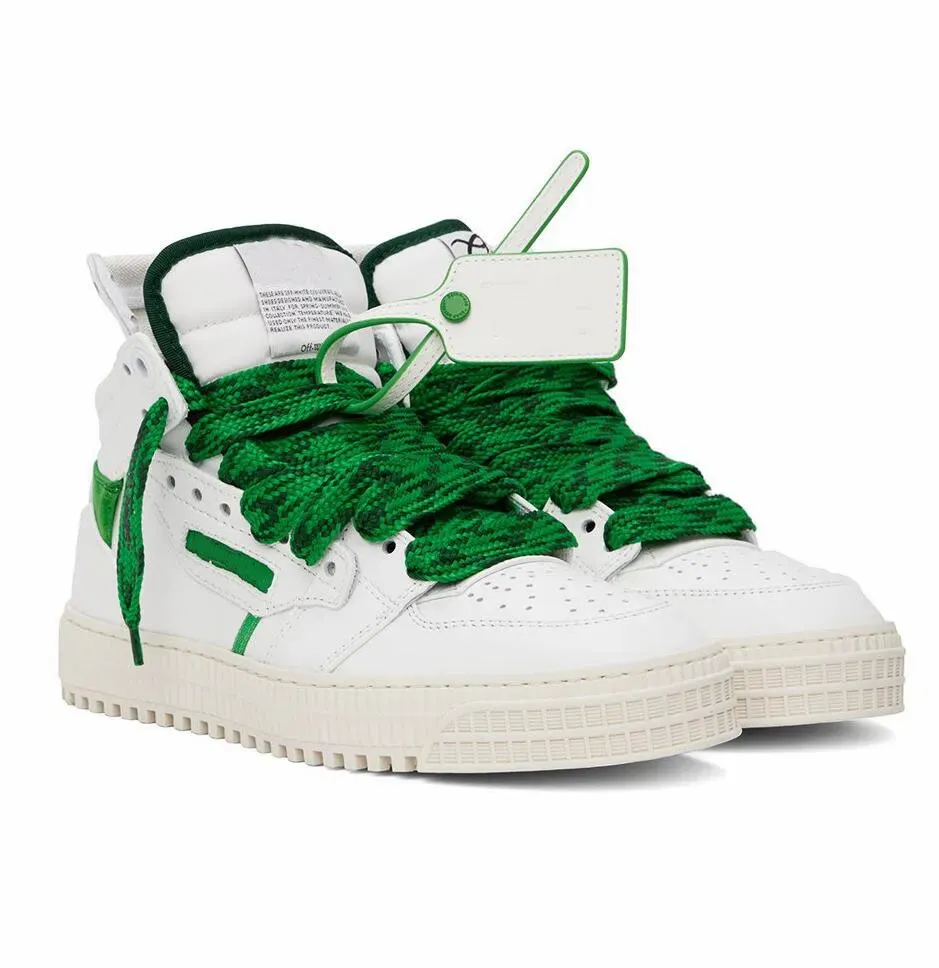 Luxury High-Top Sneakers: Grained Leather Canvas Trainers for Comfort  Off-White Skateboard Shoes EU38-46 Box