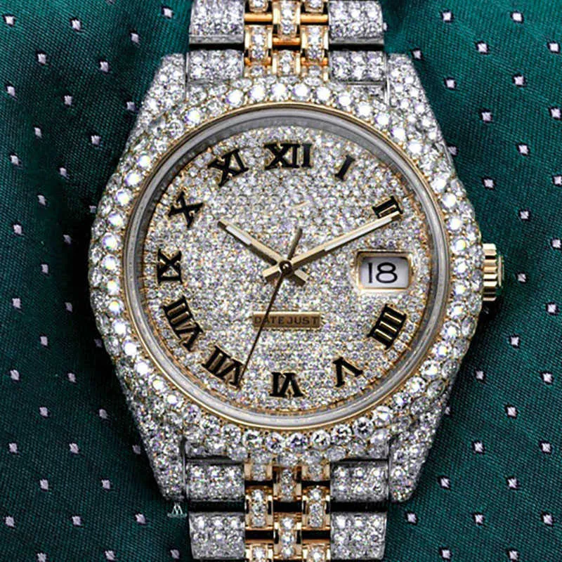 Relógio de luxo Relógios para Mens Mecânico de Alta Qualidade Diamante Moissanite Cercado Completo Iced Out Vvs1 Manual Top Brand Swiss Designers Relógio de Pulso