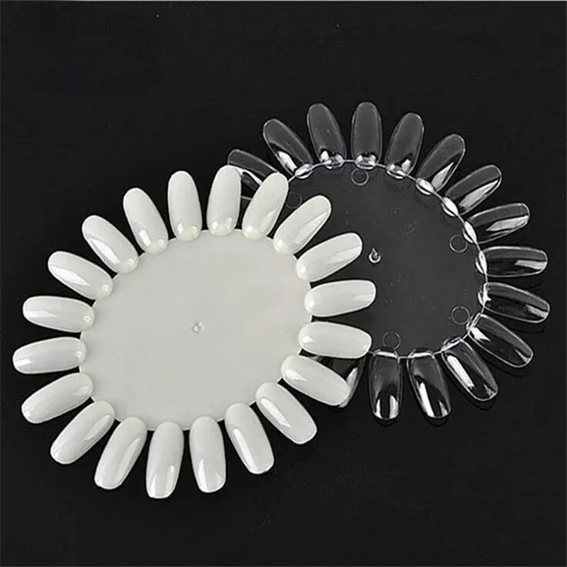 new 2024 Clear Natural False Nail Art Display Tips Oval Wheel Nail Swatch Polish Stand Practice Acrylic Palette Manicure Accessories Toolfor