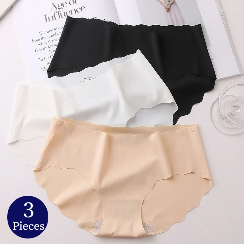 Women's Panties Giczi 3PCS/Set Seamless Female Underwear Sweet Girls Briefs Silk Satin Cozy Lingerie Breathable Sport Underpants