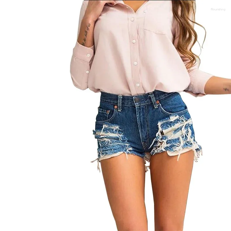 Jeans pour femmes femmes shorts 2024 été édition coréenne sexy dos fermeture éclair taille haute trou gland denim vintage pantalon court