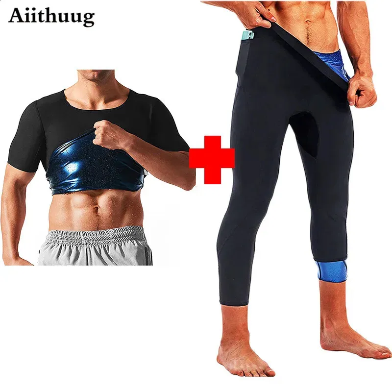 Aiihuug suor terno 3 vezes suor corpo shaper espartilhos homens perda de peso espartilho neoprene suor terno emagrecimento queima gordura espartilho 240315