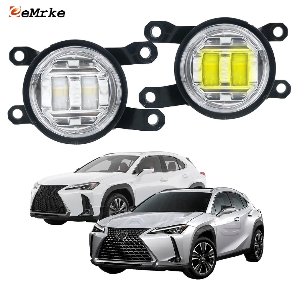 EEMRKE Led Fog Driving Lamp Assembly for Lexus UX 200 250h 300e UX200 F SPORT UX250h F SPORT 2018-2022 Front Car Fog Lights with Lens DRL 30W 12V White or Yellow