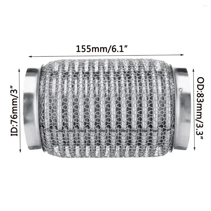 155x76mmユニバーサルカーエキゾーストフレックスパイプデュアルレイヤーチップフレキシブルチューブカップリング付きインターロックステンレス鋼