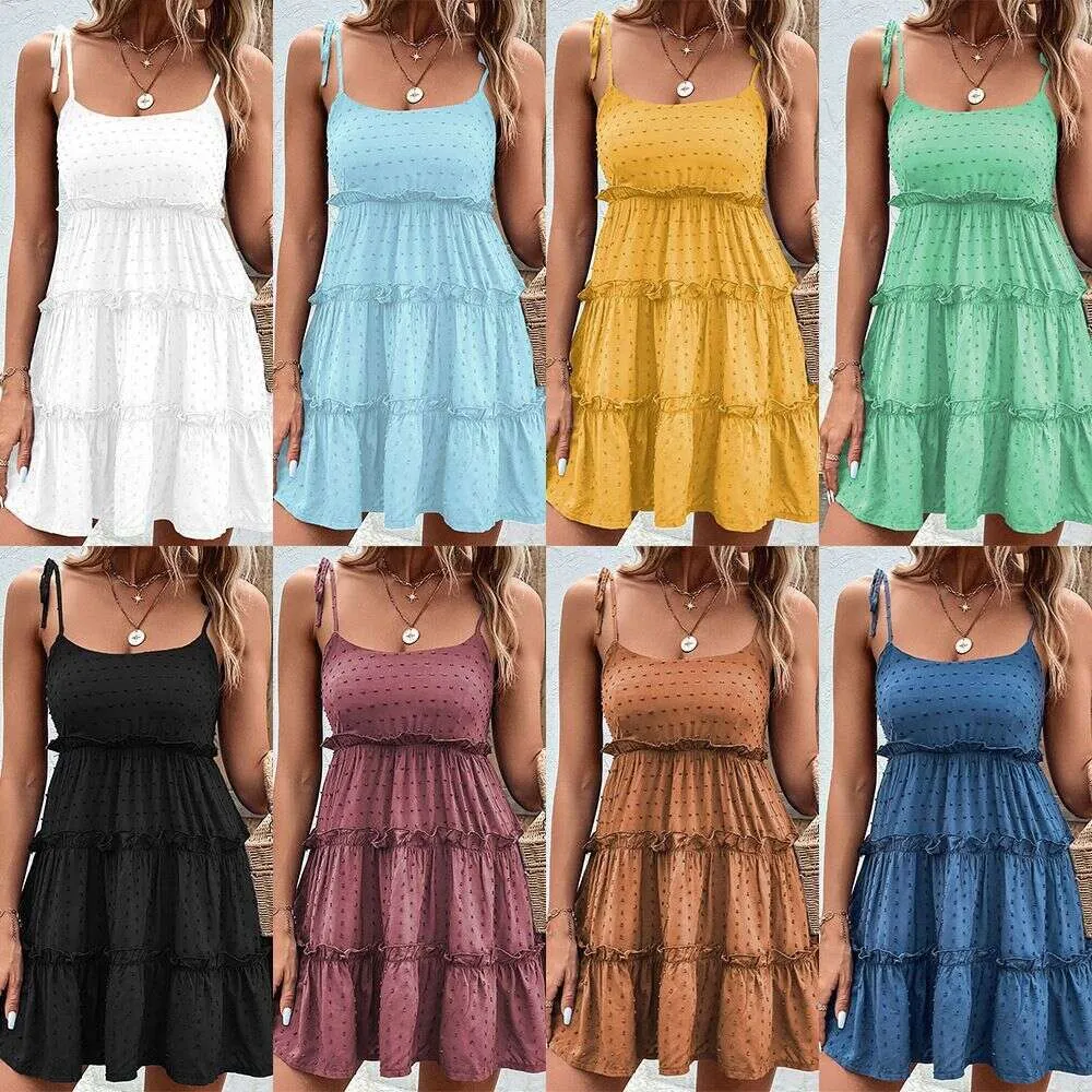 Sexy Straps-Einfarbiges Kleid, Sommer-Oberbekleidung, reiner Wunsch-Stil, Strandrock, Taillenhöhe, rückenfrei, A-Linie, kurz