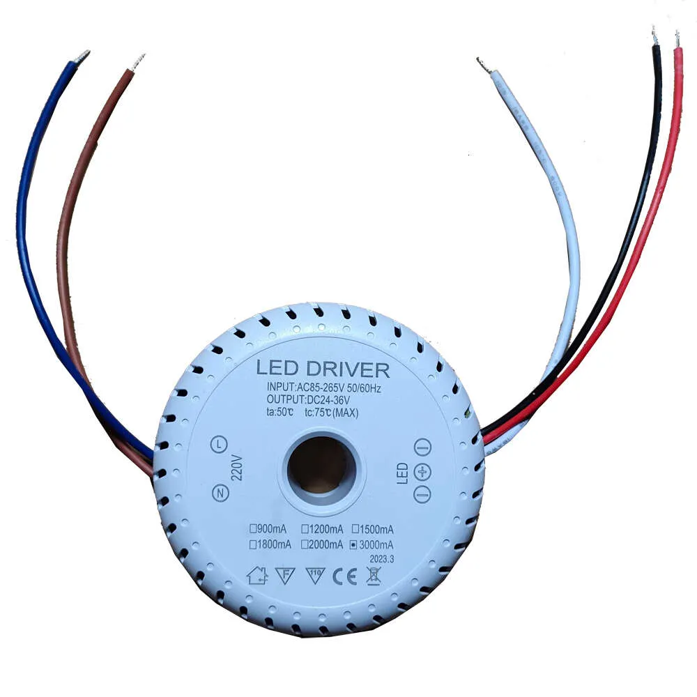 Fil de sortie d'alimentation tricolore, fonctionne avec bande LED AC85-265V DC24-36V 900-3000ma, pilote