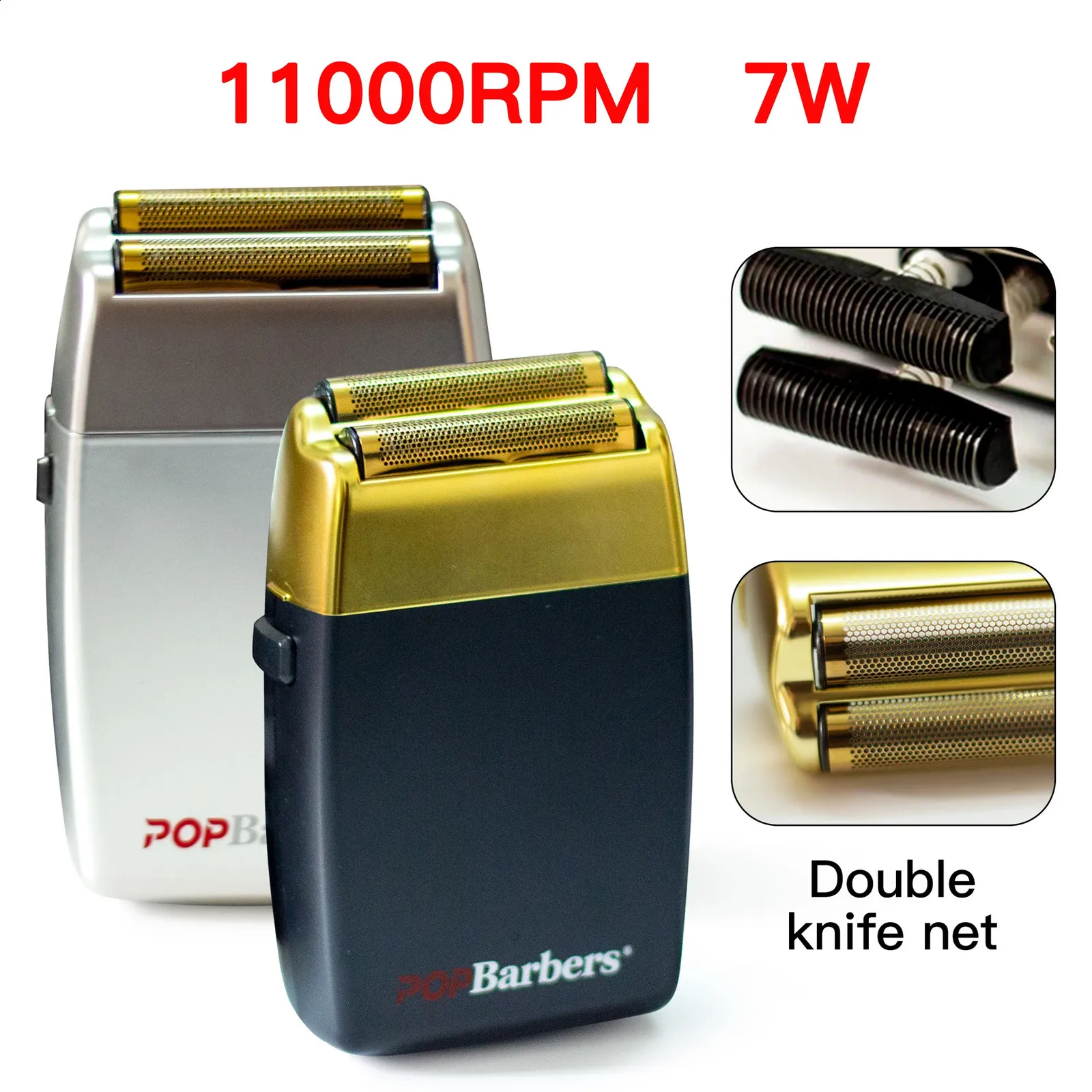 11000 RPM POP Barbers P620 Professional Electric Mens Beard Trimmer Double Foil Shaver USB Hair Cutting Machine 240315