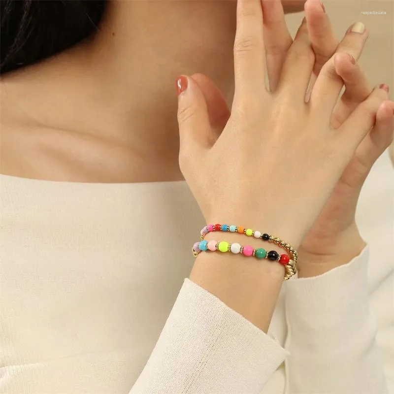 Strand Vlen Красочные браслеты из бисера для женщин Позолоченные 18 К Высококачественные штабелируемые браслеты Минималистичные роскошные ювелирные изделия Pulseras Mujer