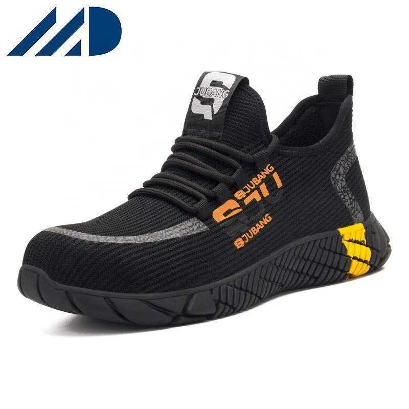 HBP 비 브랜드 핫 판매 새로운 재료 산산이 산산이 부서진 스포츠 신발 가벼운 안전 신발 강철 발가락 안전 작업 신발