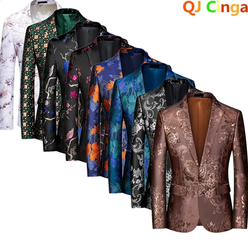 Luxe Heren Jasje Bruiloft Business Jurk Jas Mannen Mode Slanke Blazer QJ CINGA Kostuum Homme Big Size M-5XL 6XL 240304