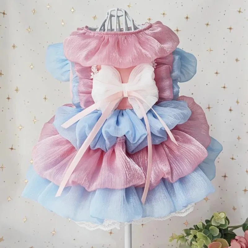 Dog Apparel Luxury Handmade Pet Cake Skirts Puppy Clothes Fine Korean Bow Lace Princess Dresses For Small Medium Yorkie Poodle Coats