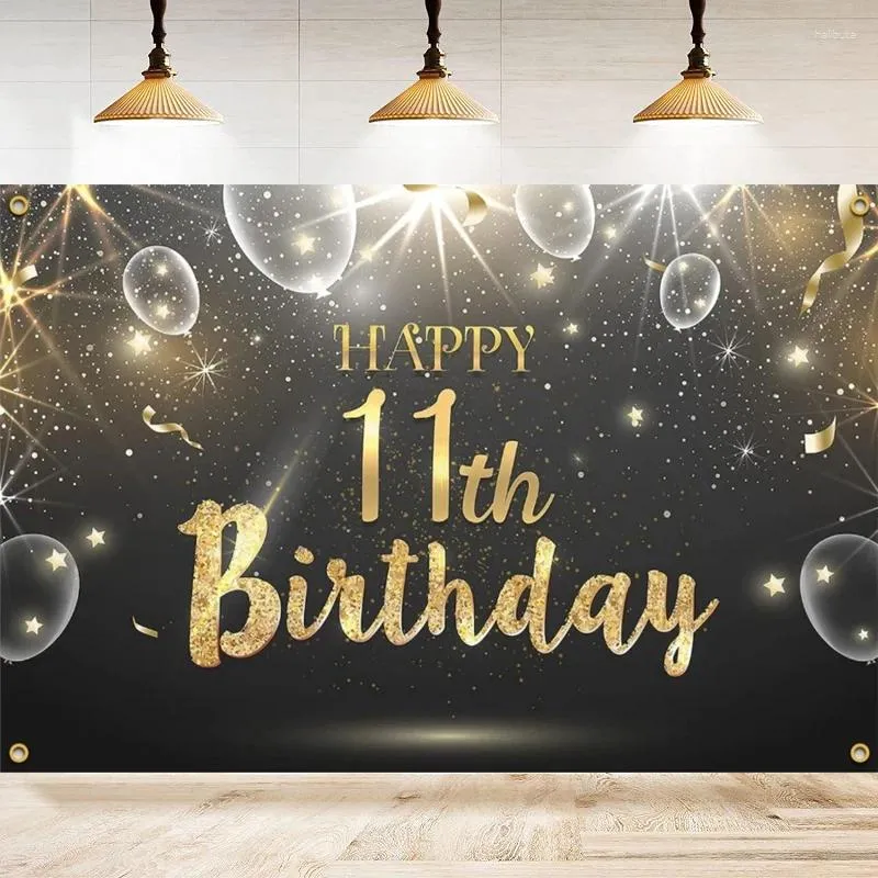 Sfondo di decorazioni per feste per ragazzi Happy 11th Years Old Birthday Balloons Sfondo Home Wall Banner Decor Poster