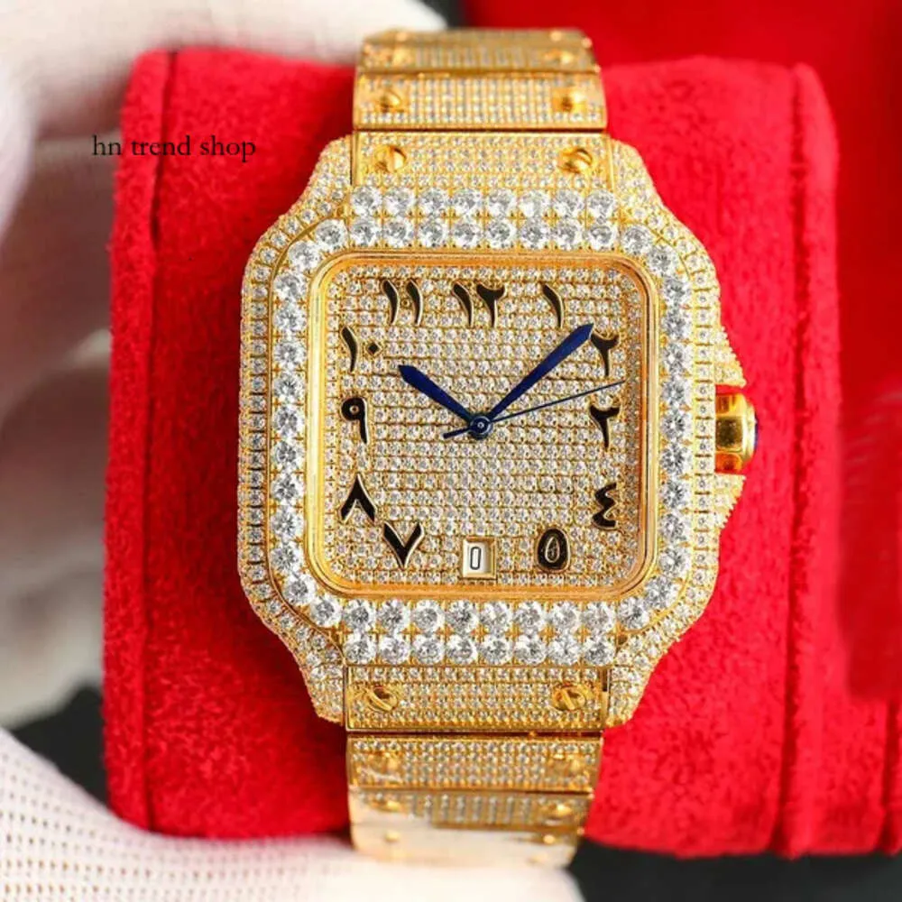 Reloj de diamantes para hombre, relojes mecánicos automáticos, 40 mm, zafiro, reloj de pulsera para mujer de negocios, correa de acero inoxidable de alta gama, moissanita 252