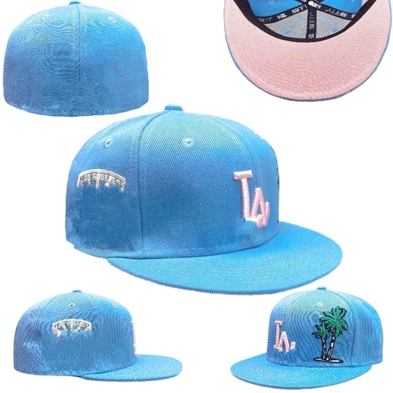 45 Farben Herren-Baseballmützen Braun SD Sport Vollständig geschlossene Designer-Kappen Schwarz Gelb Farbe New Yorker Baseballkappe Chapeau Genähter Palmenstreifen-Patch LA Ma7-011