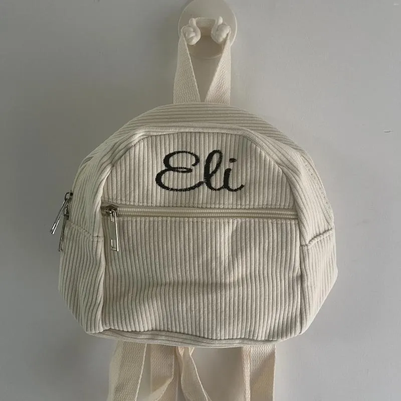 Backpack Corduroy Mini Women's Personalized Name Outdoor Bag Custom Embroidery Small Simple Gift