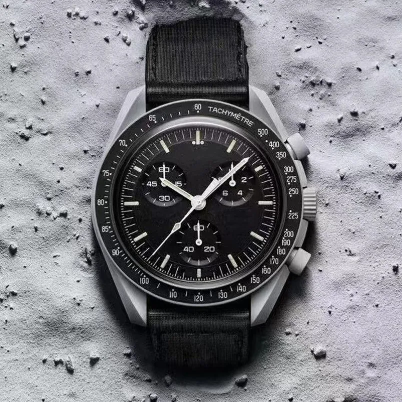 Bioceramic Planet Moon Mens Watches Wysokiej jakości pełna funkcja projektant chronografu Zegarki Misja do Mercury 42 mm nylonowe zegarki 290k 290k