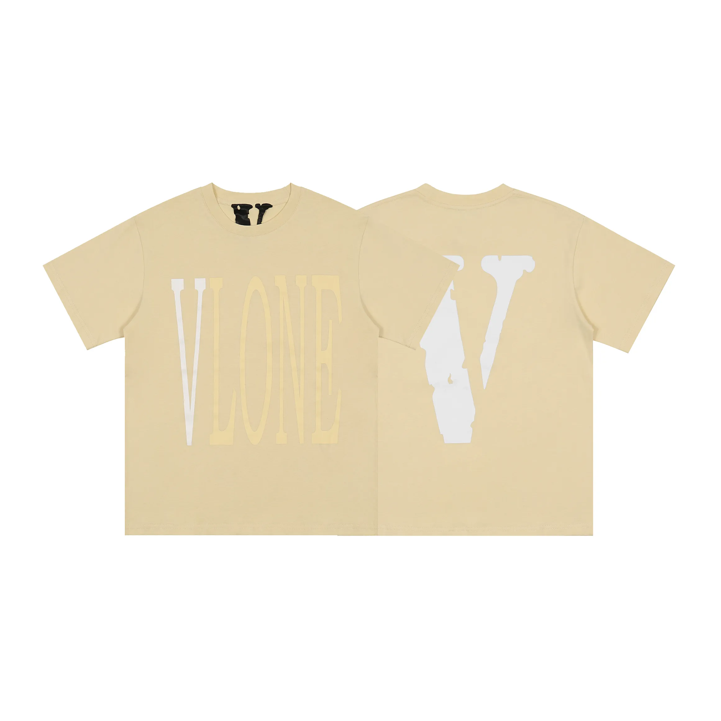 VLONE T-shirt Big "V" Tshirt Men's / Women's Couples Casual Fashion Trend High Street Loose HIP-HOP100% Cotton Printed Round Neck Shirt US SIZE S-XL 6117