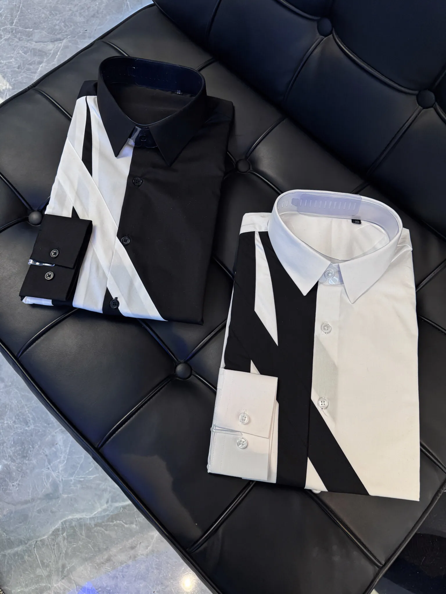dress shirt buttons Casual diamond Buttons Mens Dress Shirts Long Sleeve Black Luxury Busi –  Super Quick sl