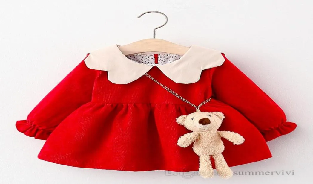Рождественские праздничные платья для маленьких девочек, детское платье принцессы контрастного цвета с лепестками и лацканами, детская плиссированная одежда с рукавами Falbala2212273