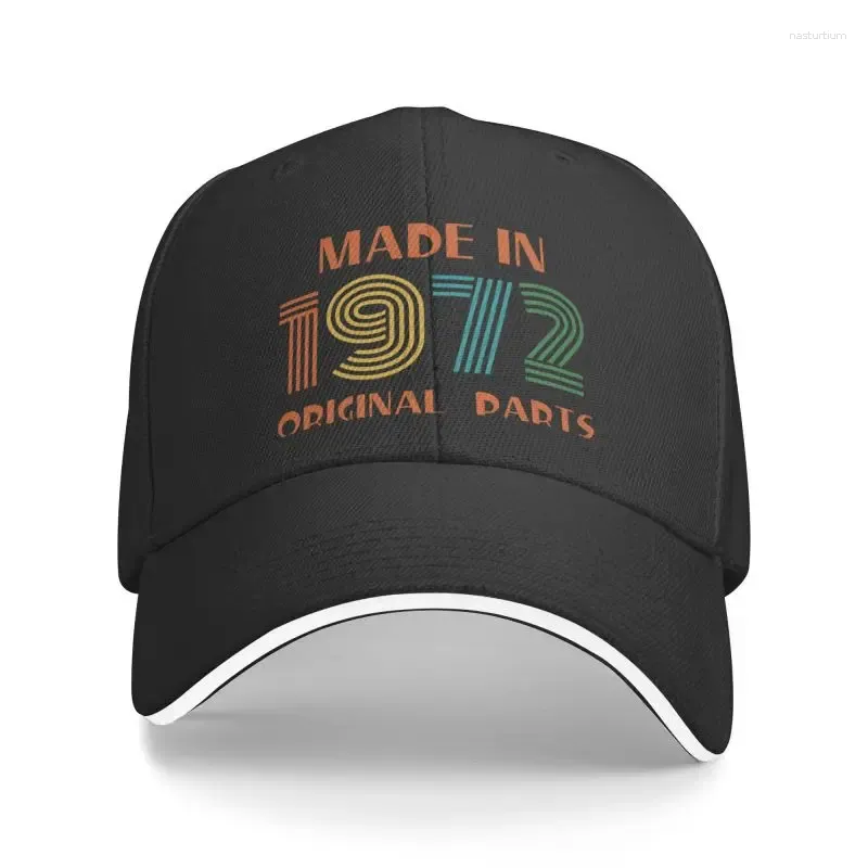 Kapity Ball Caps Spersonalizowane retro wykonane w 1972 r. Oryginalne części baseballowe czapkę baseballową dla mężczyzn Women oddychający 50. urodziny Tato Hat Outdoor