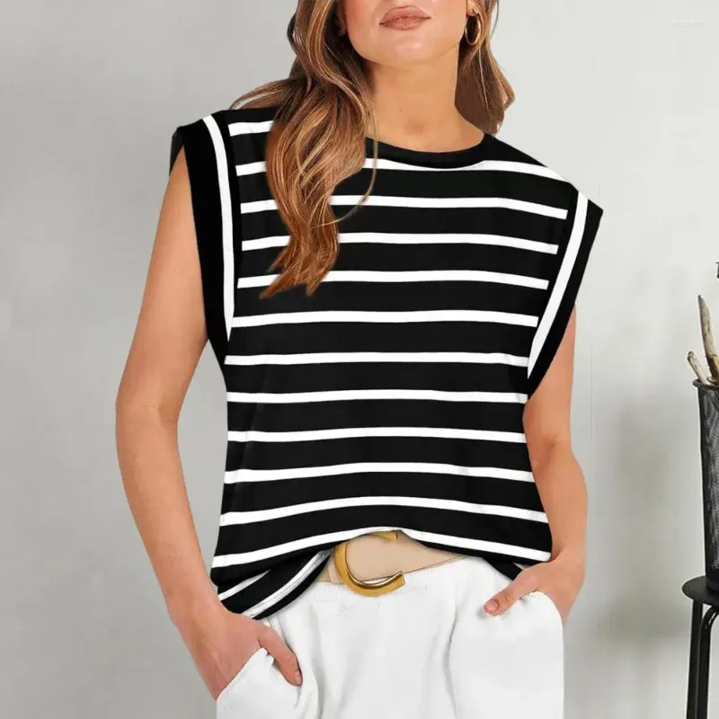 Women's Blouses Elastic Women Top Casual Short Sleeve Striped Color Block Tank Loose Fit Tee Shirt O-neck Raglan