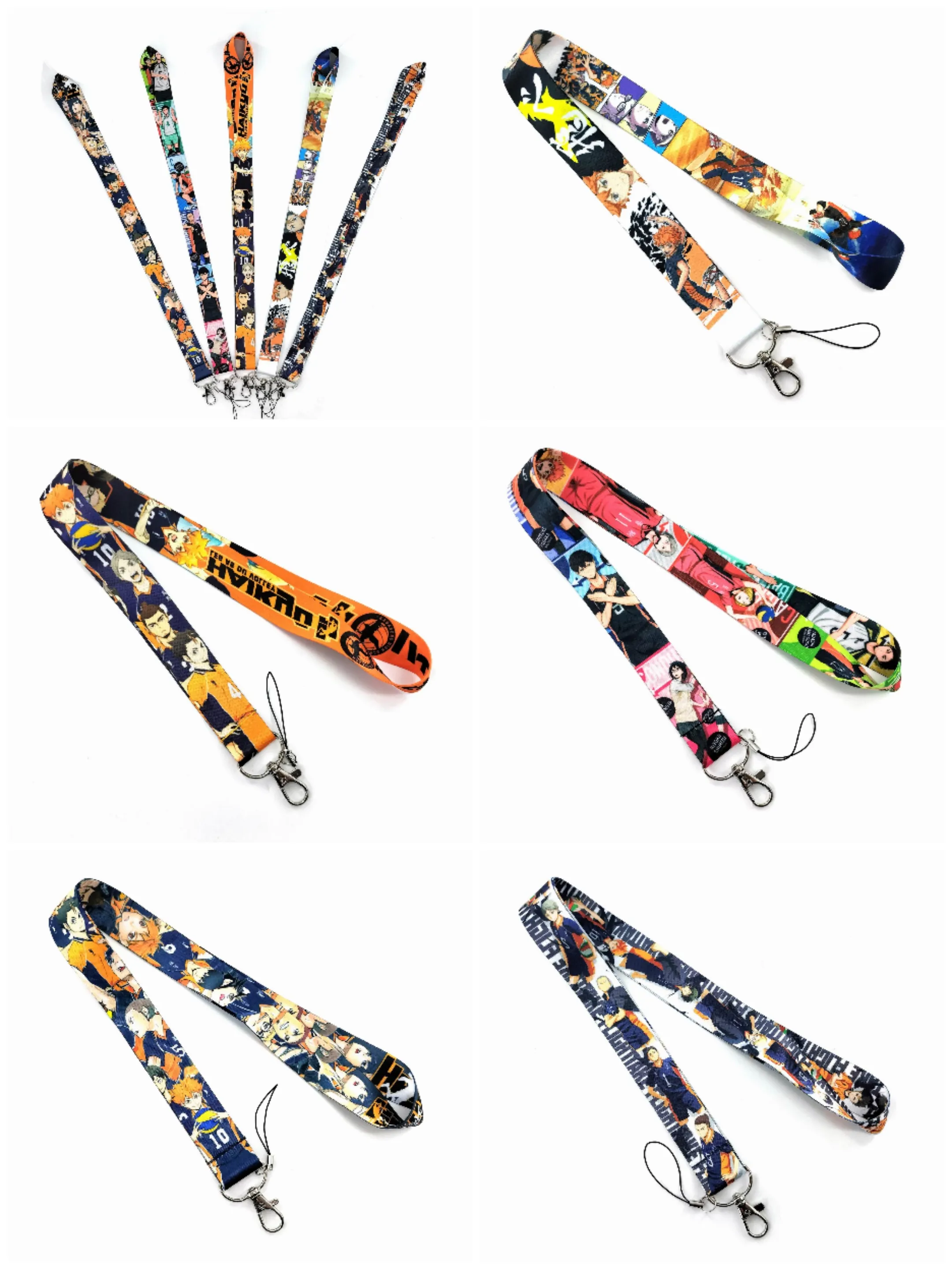 Classic Haikyuu Japanese Anime Lanyard Keychain ID Kreditkort Cover Pass Mobiltelefon Charm Badge Väskor Holder Key Holder Accessories Wholesale 2024 #002