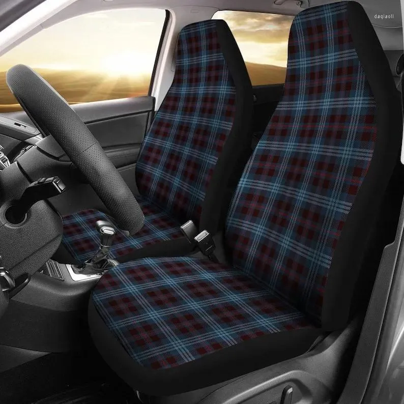 Housses de siège de voiture à carreaux bleus, paire de 2, couverture avant pour accessoire de protection