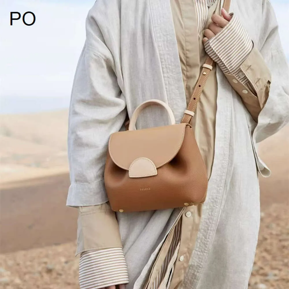 Designer French Women's Single Handbag Shop %60 Wholesale Retail Niche Dign Brand Bollinger Number Lychee Cowhide Patchwork Carrying Crossbody Bag