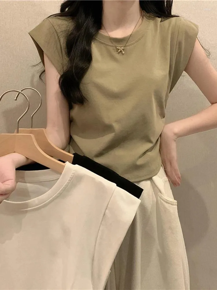 Camisetas femininas topo de colheita cor sólida casual camisa de cintura alta básico streetwear manga curta emagrecimento das mulheres camisetas a108