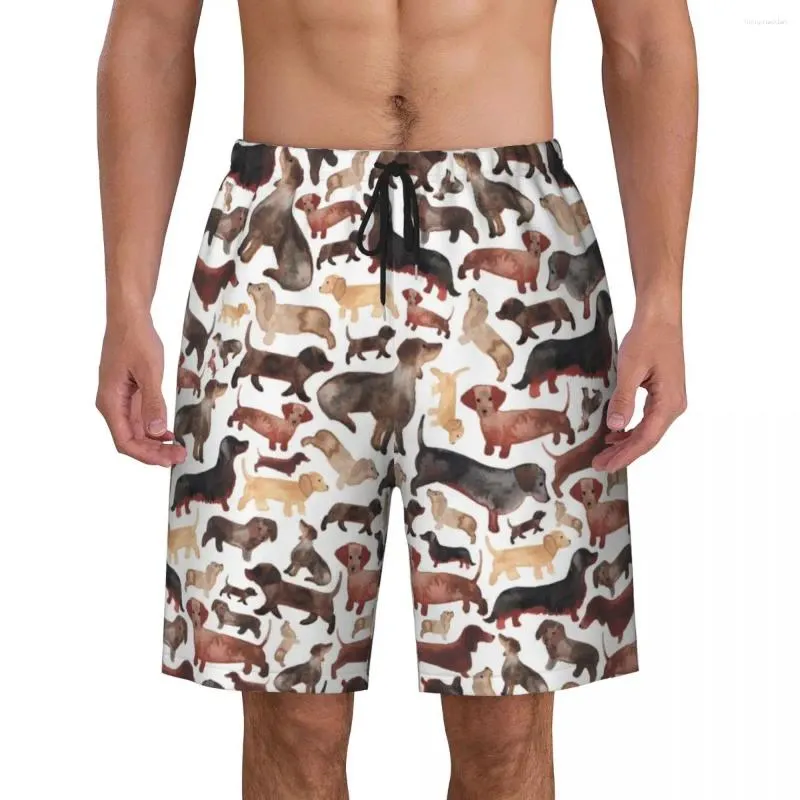 Мужские шорты, таксы или колбаски для собак, плавки, пляжная одежда, быстросохнущая пляжная доска, шорты для плавания Kawaii Wiener Puppy