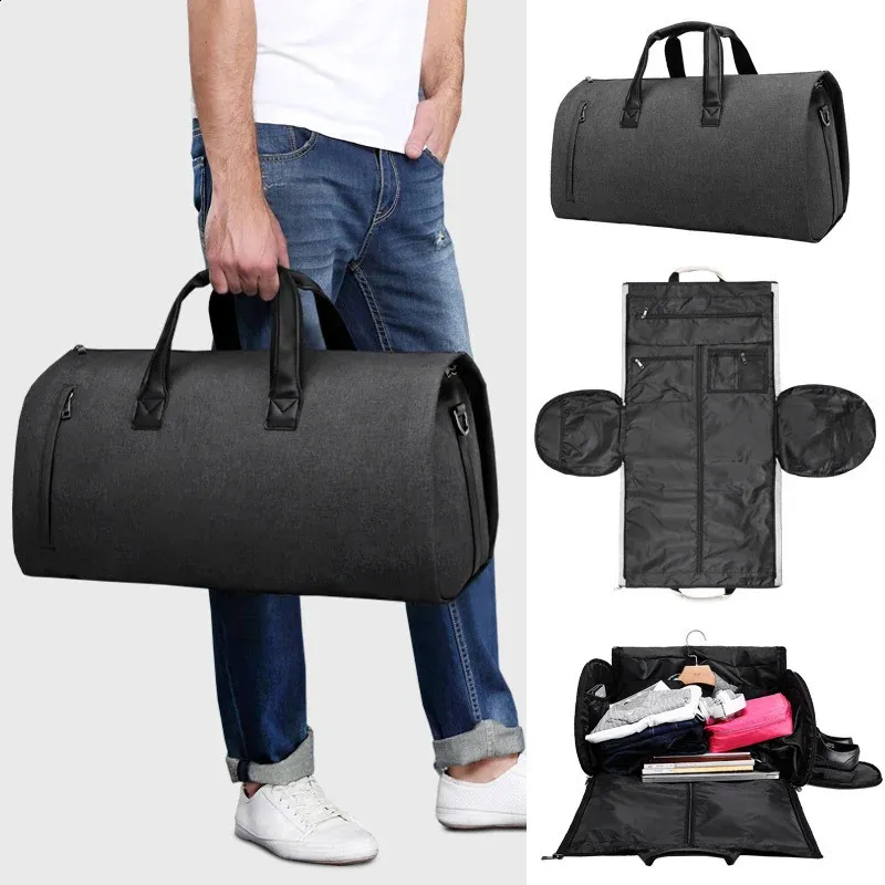 Borsa Da Viaggio Convertibile 2 In 1 - Porta Abiti E Borsa Sportiva, Nera, 48 Litri - Foto 7