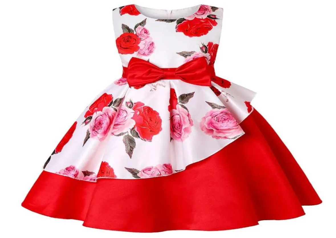 Girl039s sukienki dla dzieci dzieci kwiat nadruk urodzin